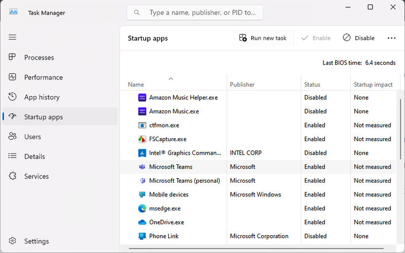 enable or disable startup apps