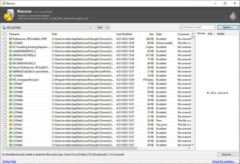 data recovery software for windows: recuva
