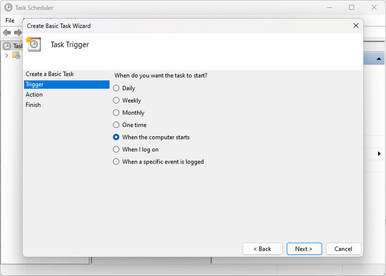 windows task scheduler trigger