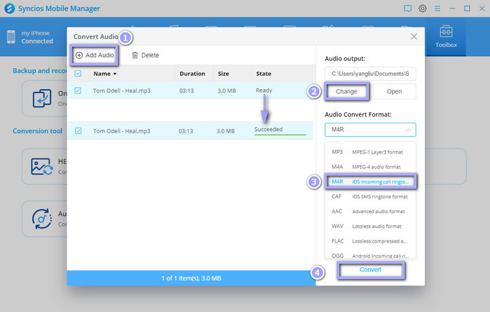 Convert MP3 file to M4R