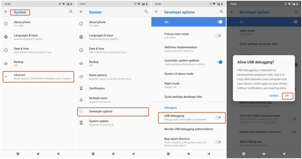 enable debugging mode on Nokia