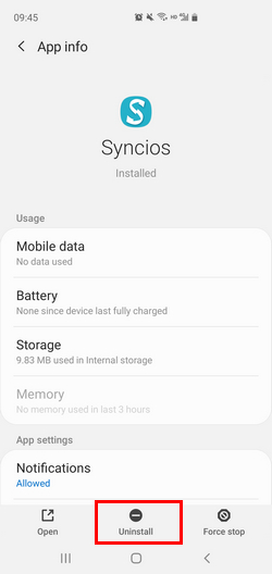 uninstall syncios app