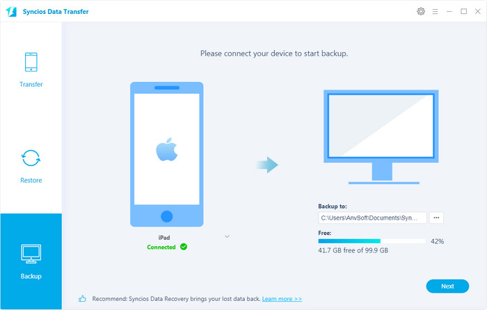 Syncios data transfer