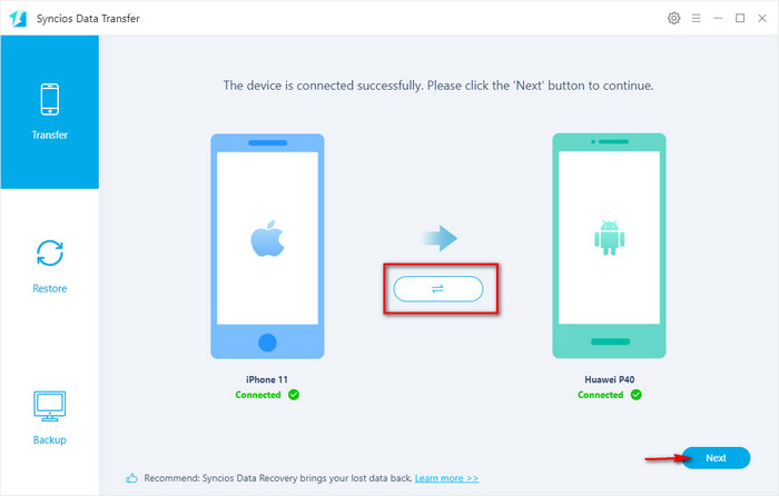 Syncios Phone to Phone transfer