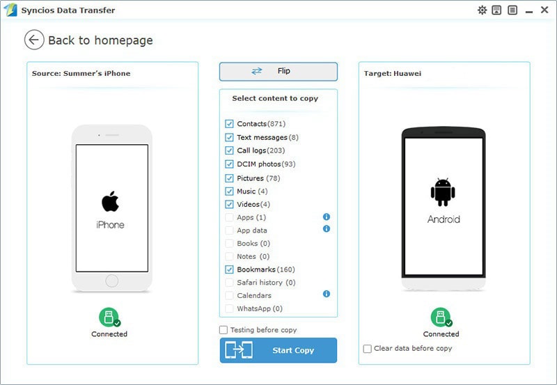 sync iPhone data to Huawei Nova 3