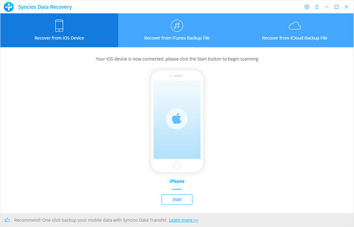 connect ios device to syncios data recovery