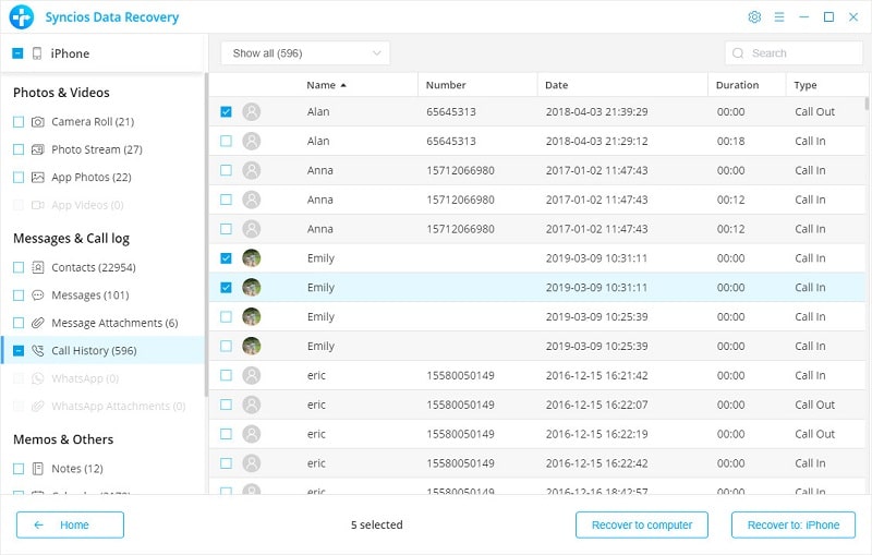 preview lost iPhone call history