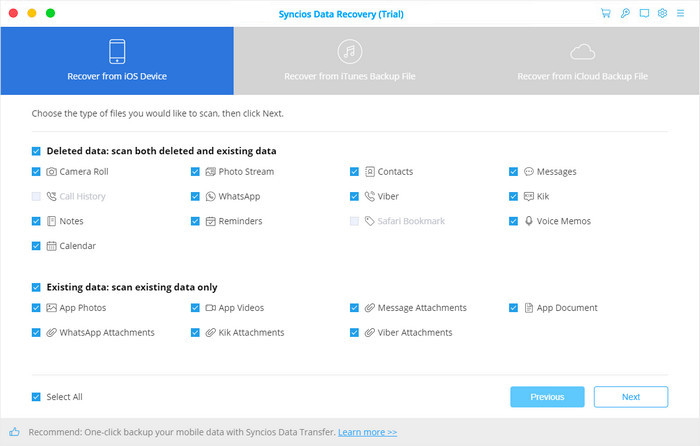 select data from iPhone 