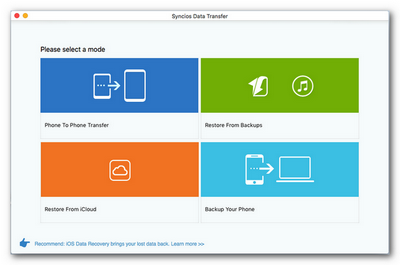 Syncios Redmi Transfer homepage