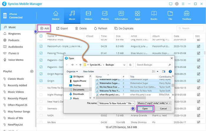 Backup Information via Syncios