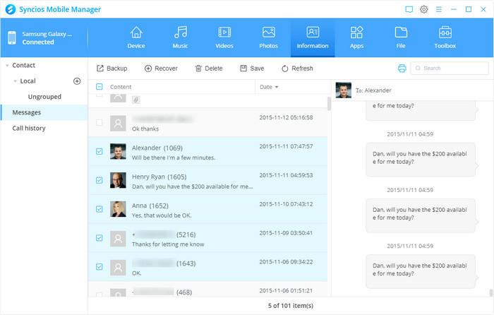 backup s21 contacts selectively