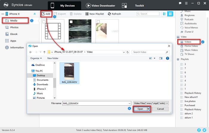 import videos from computer to iPhone X